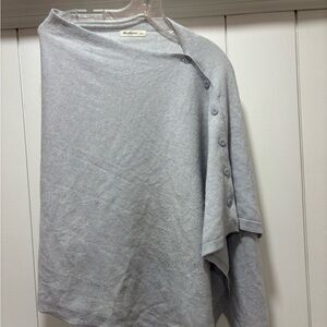 Woolovers Wrap Womens Wool Cashmere Poncho Top Gray Blue One Size